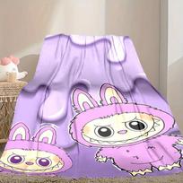 1pc LABUBU Blanket, Home Printed Throw Blanket - Soft Blanket Gift for Family, Washable Sofa Bed Blanket 130cmx150cm