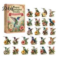 Christmas Countdown for Kids 2026 Hummingbird Advent Calendar, 24-Day Acrylic Ornament Set with Bird Figure Festive Party Supplies C beige