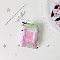 1 Inch Photocard Binder Album PVC 32 Pockets Mini Photo Album with Keychain Sweet Kpop Photo Card Book Holder Backpack Decor
