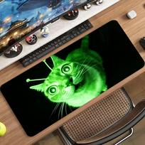Extended Gaming Mouse Pad Alien Green Cat Pattern Stitched Edge Non Slip Rubber Desk Mat Smooth Surface For Gamers Office 800x400x2mm