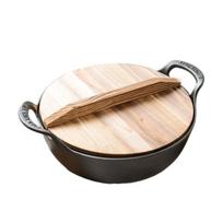 With Wood Lid Cast Iron Pot No Coating Soup Pot Vintage Stew Pot  Home Use pot&id