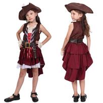 Helovino kostiumas mergaitėms Karibų pirato apranga Vaikų vakarėlio suknelė Cosplay rinkinys XL for 130-140cm black