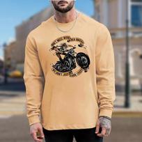 Šaunūs motociklų paveikslėliai Vyriški marškinėliai Ilgomis rankovėmis Apvalia kaklo iškirpte Laisvalaikio megztinis Vyriški drabužiai Dideli dydžiai 8XL ruda