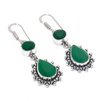 Green Onyx Gemstone 925 Sterling Silver Earring 2.05 blue