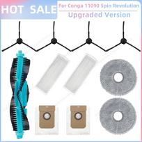 Fit For ( Cecotec Conga 11090 / Conga 13090 Spin Revolution ) Vacuum Parts Main Roller Side Brush Hepa Filter Mop Cloth Dust Bag white