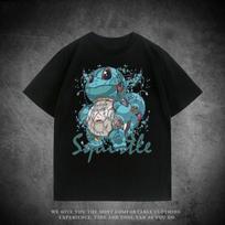 Mechanical Series Trendy T-shirt Bulbasaur Charmander Squirtle Pikachu Pure Cotton Loose Short-sleeved Clothing S black