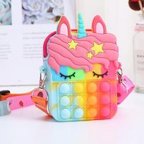 Kawaii Vienaragis Kryžinė Rankinė Fidget Žaislai Mergaitėms Rankinė Monetinė Piniginė Stumdomos Burbuliukų Reljefas Stresui Nuspaudžiami Žaislai Krepšiai per Petį pink