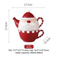 BRChristmas Ceramic Teapot  Tea Cup Set  European Embossment Ceramic Teacup Tea Pot Set Festival Decorative Tea Set  Holiday GiftEY white
