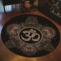 Mandala Thai Buddha Round Carpet Bohemian Witchcraft Style Colorful Floor Mat Living Room Bedroom Anti-Slip Door Mat 60cm gray