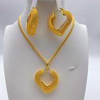 24K Gold Alloy Two-Piece Jewelry Set Indian Dubai Wedding Accessories Sand Gold Twisted Geometric Necklace Earrings for Unisex gray