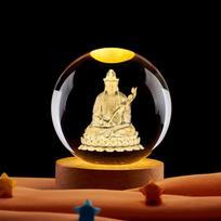 3D Carved Crystal Night Light: Buddha, Guanyin & Ksitigarbha Bodhisattva Zen Ornament 6 cm beige