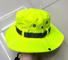 Multicam Tactical UPF50+ Sun Protection Mesh Ventilation Boonie Bucket Hat Men Military Polyester Outdoor Hiking Hunting Cap fluorescencinė žalia spalva