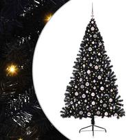 vidaXL Dirbtinis prieššventinis eglutė su šviesomis Juoda 210 cm PVC