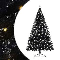 vidaXL Dirbtinis prieššventinis eglutė su šviesomis Juoda 210 cm PVC