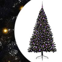 vidaXL Dirbtinis prieššventinis eglutė su šviesomis Juoda 210 cm PVC