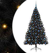 vidaXL Dirbtinis prieššventinis eglutė su šviesomis Juoda 210 cm PVC