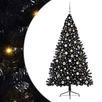 vidaXL Dirbtinis prieššventinis eglutė su šviesomis Juoda 240 cm PVC