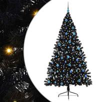 vidaXL Dirbtinis prieššventinis eglutė su šviesomis Juoda 240 cm PVC