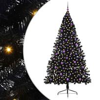 vidaXL Dirbtinis prieššventinis eglutė su šviesomis Juoda 240 cm PVC