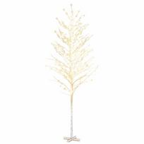 vidaXL Beržas su 672 šiltomis baltomis LED lemputėmis, 400cm, baltas