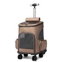 HB Cat & Dog Foldable Trolley & Backpack - Outdoor and Convenient Custom Pet Carrier chaki