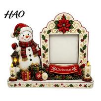 Decorative Solid Wood Frame Christmas 2D Wooden Picture Frame, Painted Snowman Santa Photo Xmas Vintage Desktop Decor Tabletop Keepsake Ornament,