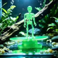 Air Pump Powered Surfing Dancing Skeleton Aquarium Bubbler  Halloween Party
