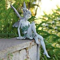 Graži fėjos statulėlė Dervos skulptūra Sodo terasos dekoravimui Baltos bronzos spalvos Fairy White gray