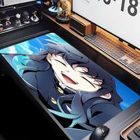 Nezuko Demon Slayer Muichiro Tokito Theme Premium Non-slip Mouse Pad with Stitched Edges,Durable Rubber Material,for Desktop & Gaming Great Gifts 30cmx80cm gray