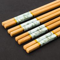 Bamboo Wood Chopsticks Set - 10 Non-Slip, Durable Pairs for Family Use; No Paint or Wax, Mold Resistant, Child-Friendly white