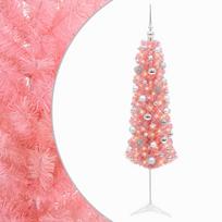 vidaXL Dirbtinė siaura Kalėdų eglutė su žaisliuku 120 cm 150 LED