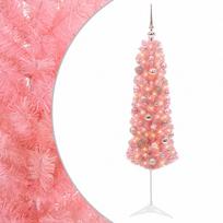 vidaXL Dirbtinė siaura Kalėdų eglutė su žaisliuku 120 cm 150 LED