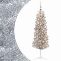 vidaXL Dirbtinė siaura kalėdinė eglutė su žaisliuku 150 cm 150 LED