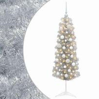 vidaXL Dirbtinė siaura kalėdinė eglutė su žaisliuku 150 cm 150 LED