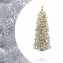 vidaXL Dirbtinė siaura kalėdinė eglutė su žaisliuku 150 cm 150 LED