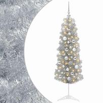 vidaXL Dirbtinė siaura kalėdinė eglutė su žaisliuku 150 cm 150 LED