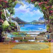 Woods 3d Mural Waterfall Natural Scenery Wallpaper Bedroom Living Room Sofa Hotel Wall Mural 280cm(W) x 190 cm(H)