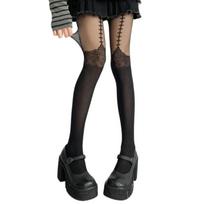 Breathable Nylon Pantyhose With Herringbone Lace Design Comfort Hosiery For Professional Occasion juoda