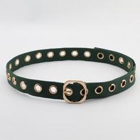 Street Shot Single Row Is All Hole Canvas Belt Extended Chic Unisex Gold Buttonhole Hollow Belt žalia