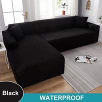 Atsparus vandeniui Elastingas L formos sofos užvalkalas svetainės kampinei sofai Patvarus Tampri sofos apsauga 4 Seater 235-300cm juoda