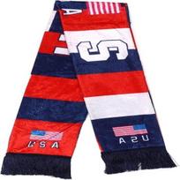 KNK 2026 Soccer Fan Scarf – Double Sided Reversible Football Supporter Scarf with Soft Velvet Feel Muffler USA red