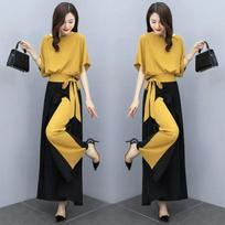 Wide-leg Pants Suit Women's Summer Temperament Goddess Fan Fashionable Drape Western Style Slim Two-piece Suit M