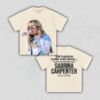 Sabrina Carpenter Coachella Printed T-shirt, Unisex Loose Pure Cotton Streetwear Comfortable Women and Men T-shirt L gray