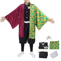 Demonas Kimetsu Slayer No Yaiba Kamado Nezuko Cosplay Kostiumas Kimono Kostiumas Chalatai Tomioka Giyuu Costume,M beige