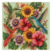 Pasidaryk pats mozaikos meno projektas Kolibris Dirbtinio perlo rinkinys, Gėlių paukščių tapyba numeruotas drobė 3D sienos rankdarbių rinkinys suaugusiems, Rankų darbo dovana Blizgantis rinkinys G