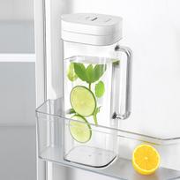 2 liter narrow cold water pitcher with lid  leak proof sealed plastic beverage container suitable for refrigerator doors  transparent color white
