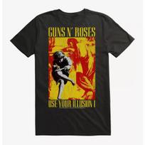 Guns N' Roses Use Your Illusion I 1991 Tour Band T-Shirt Cotton Graphic Tee Unisex Women Summer Streetwear 3XL yellow