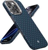 BENKS dėklas iPhone 16 Pro Max, su Magsafe, ArmorAir ArmorGrid Ultra Pagamintas iš Dupont Kevlar aramidinio pluošto, skirtas iPhone 16 Pro Carbon Fiber&iPhone 16 Pro Max mėlyna