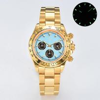 39mm Auksinis Vyriškas Laikrodis VK63 Mechanizmas Chronografas Safyro Stiklas Ne prabangus Verslo Vyriškas Vandeniui Atsparus Laikrodis VK63 movement beige