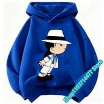 Naujas vaikų gobtuvas Michael Jackson Retro raidės figūros spaudinys Puloveris Vaikams Berniukams Mergaitėms Laisvalaikio Vintage Mados Gobtuvas 120 blue